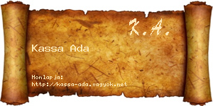 Kassa Ada névjegykártya
